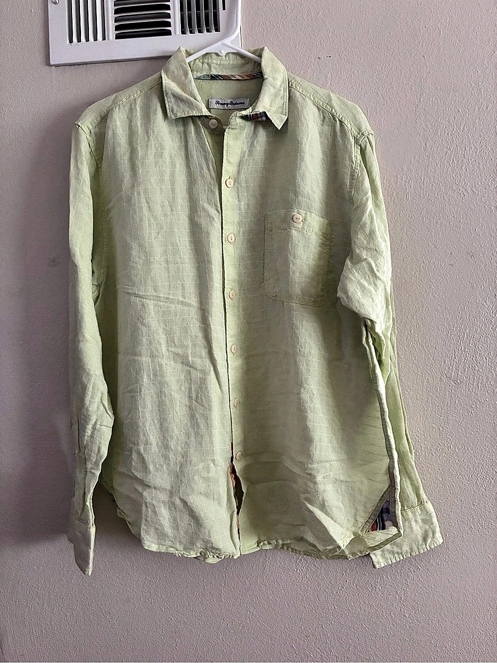 Tommy Bahama Linen Plaid Button Down in Green